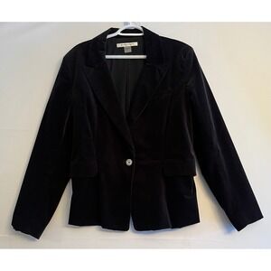 Bianca Nygård Black Velvet Blazer Jacket - Size Large - Cotton Blend